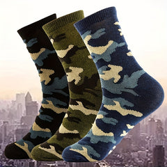 Men's Camo Crew Socks x 3 Breathable Comfy Casual Unisex Outdoor