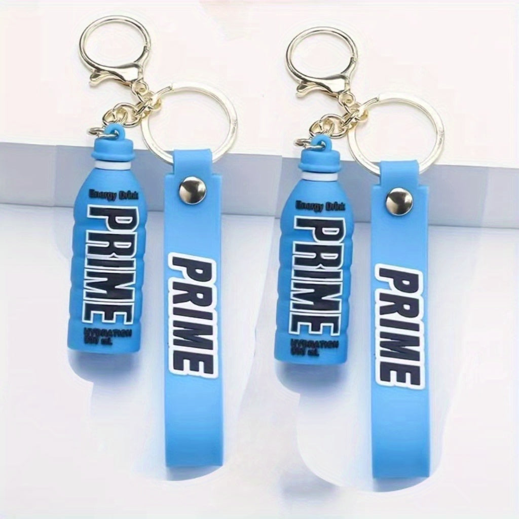 2pcs Beverage Bottle Keychain Silicone 3D Keyring Car Bag Pendant Christmas Gift