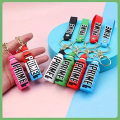2pcs Beverage Bottle Keychain Silicone 3D Keyring Car Bag Pendant Christmas Gift