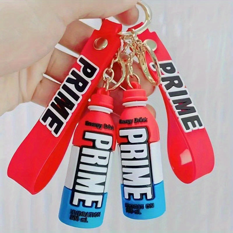 2pcs Beverage Bottle Keychain Silicone 3D Keyring Car Bag Pendant Christmas Gift
