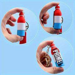 2pcs Beverage Bottle Keychain Silicone 3D Keyring Car Bag Pendant Christmas Gift