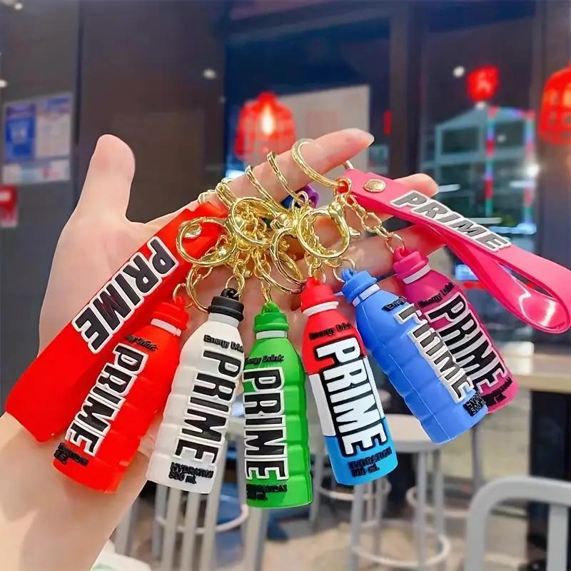2pcs Beverage Bottle Keychain Silicone 3D Keyring Car Bag Pendant Christmas Gift