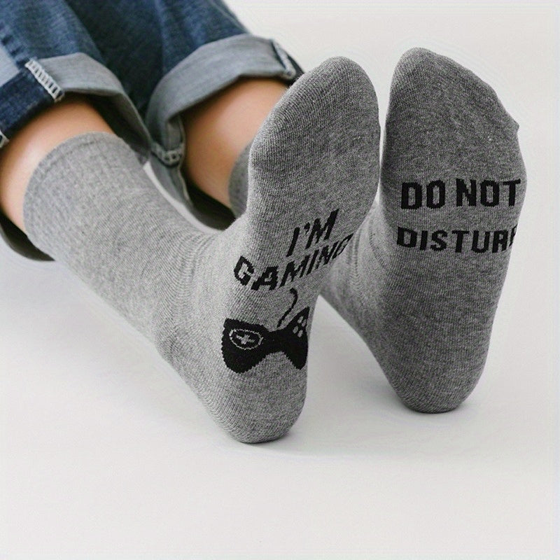 Men's Novelty Game Letter Graphic Mid Crew Socks