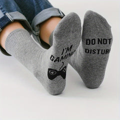Men's Novelty Game Letter Graphic Mid Crew Socks