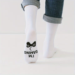 Men's Novelty Game Letter Graphic Mid Crew Socks
