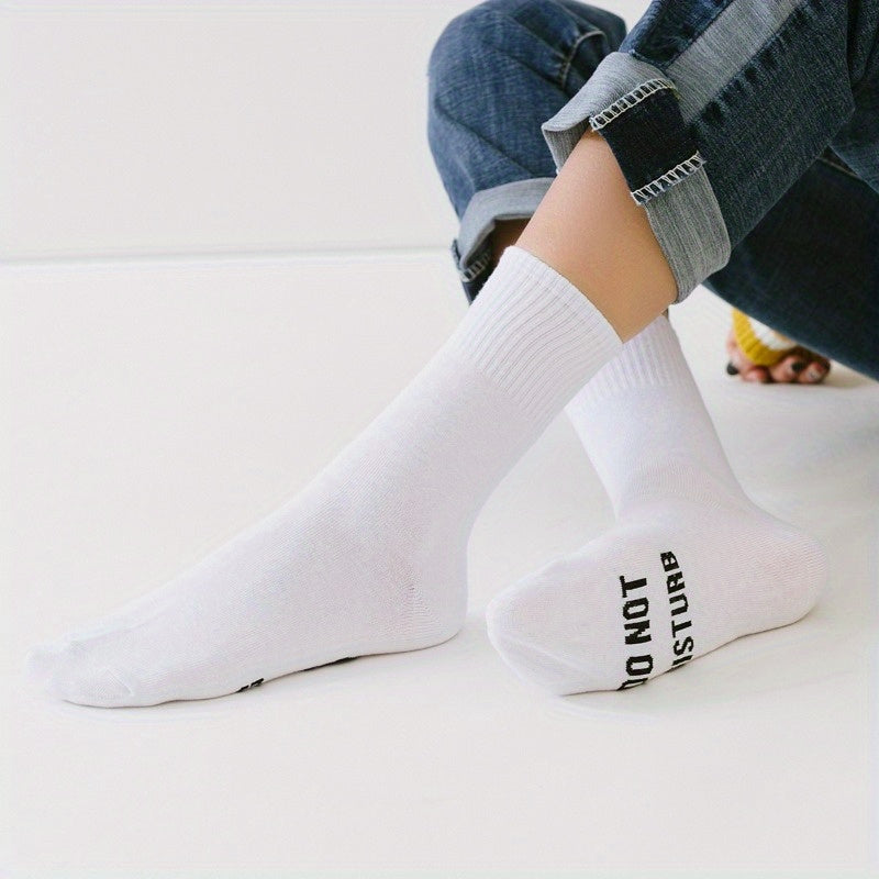 Men's Novelty Game Letter Graphic Mid Crew Socks