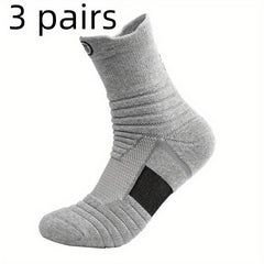3 Pairs Teen's Mid Crew Sport Socks Absorb Sweat Basketball Train