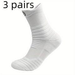 3 Pairs Teen's Mid Crew Sport Socks Absorb Sweat Basketball Train