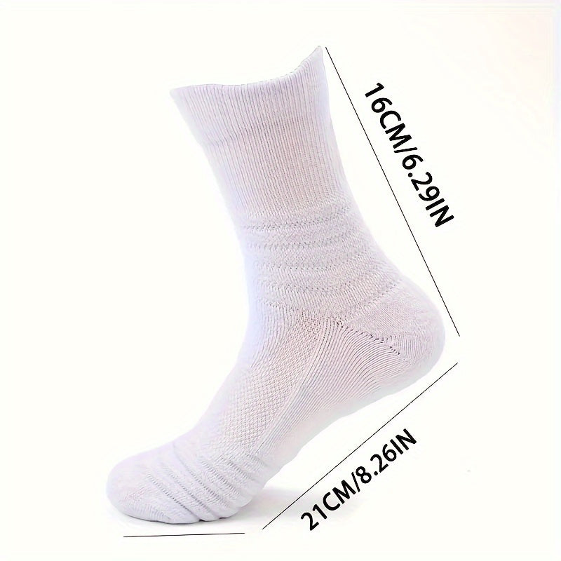 3 Pairs Teen's Mid Crew Sport Socks Absorb Sweat Basketball Train