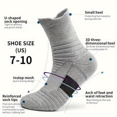 3 Pairs Teen's Mid Crew Sport Socks Absorb Sweat Basketball Train