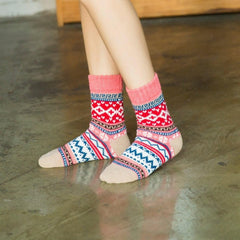 4 Pairs Multicolor Winter Crew Socks for Women & Men