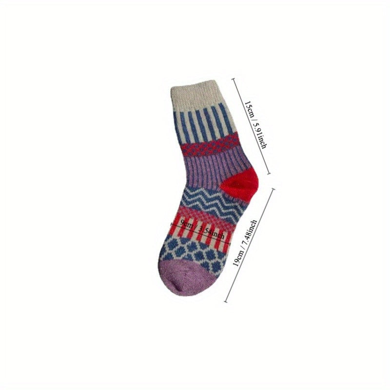 4 Pairs Multicolor Winter Crew Socks for Women & Men