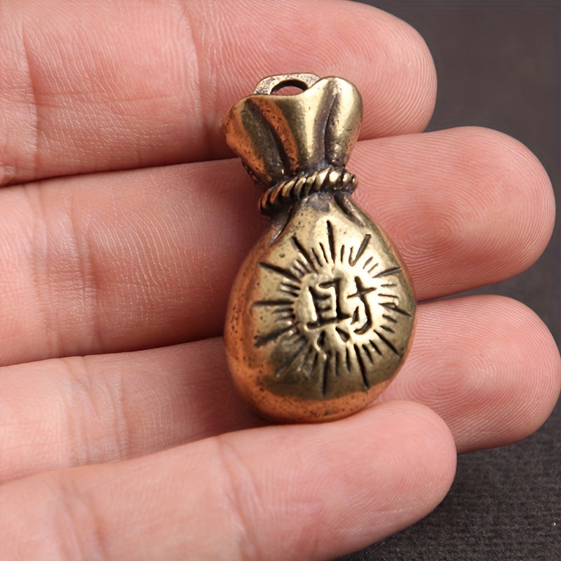 Brass Lucky Bag Keychain Fortune Pendant Ornament