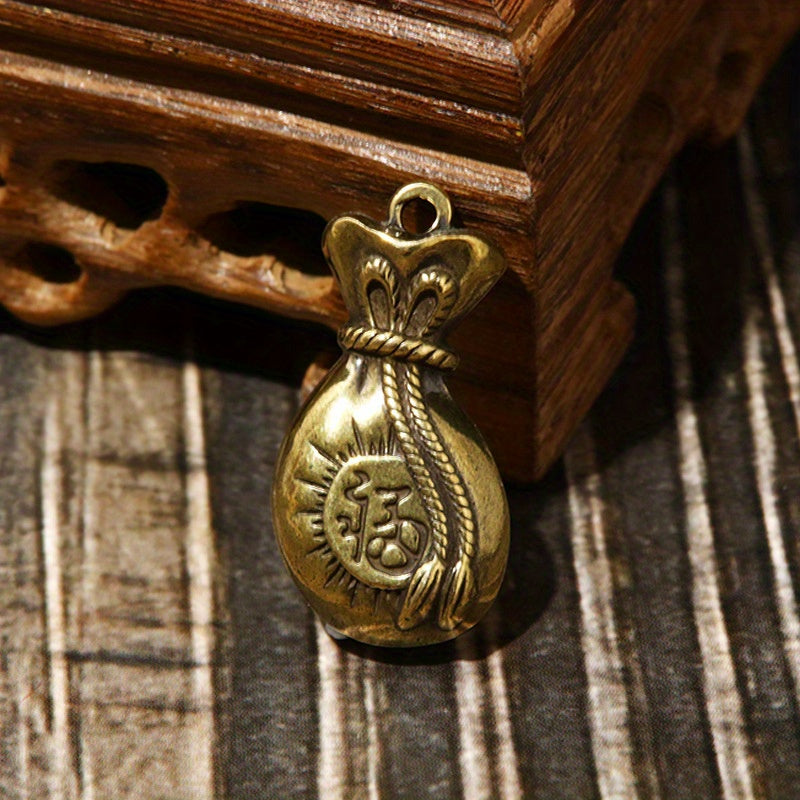 Brass Lucky Bag Keychain Fortune Pendant Ornament
