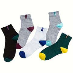 5 Pairs Men's Quarter Socks for Outdoor Sports