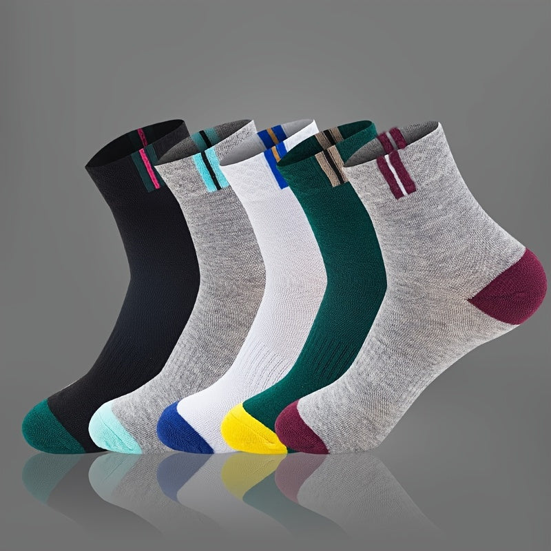 5 Pairs Men's Quarter Socks for Outdoor Sports