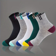 5 Pairs Men's Quarter Socks for Outdoor Sports