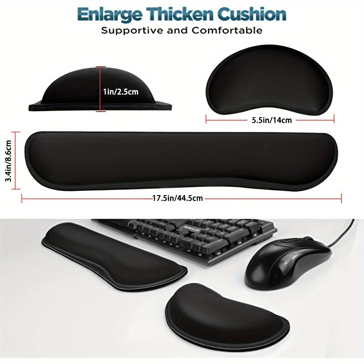 2pcs Memory Foam Keyboard Wristrest Mouse Wristrest Set