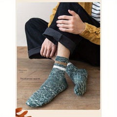 10 Pairs Men's Striped Crew Socks Comfy Casual Unisex Outdoor All Seasons