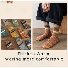 10 Pairs Men's Striped Crew Socks Comfy Casual Unisex Outdoor All Seasons