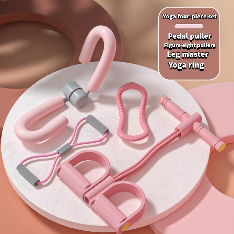 5pcs Yoga Fitness Set with Pedal Puller, Stretching Ring, Leg Clip, Pull Rope