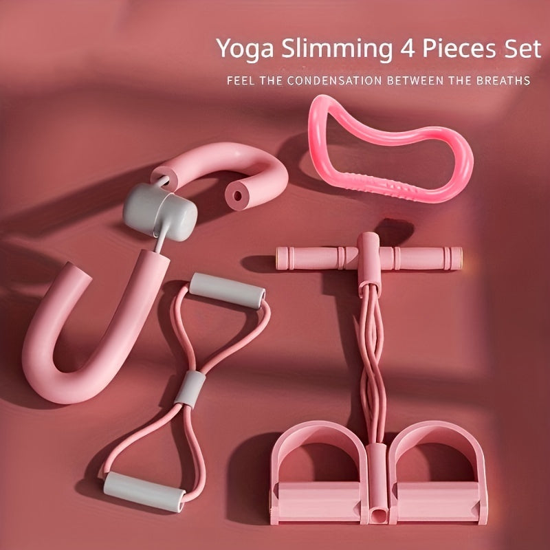 5pcs Yoga Fitness Set with Pedal Puller, Stretching Ring, Leg Clip, Pull Rope
