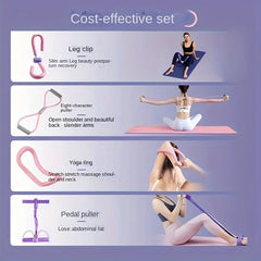 5pcs Yoga Fitness Set with Pedal Puller, Stretching Ring, Leg Clip, Pull Rope