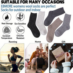 5 Pairs Thermal Hiking Socks Winter Warm Cozy Crew Socks