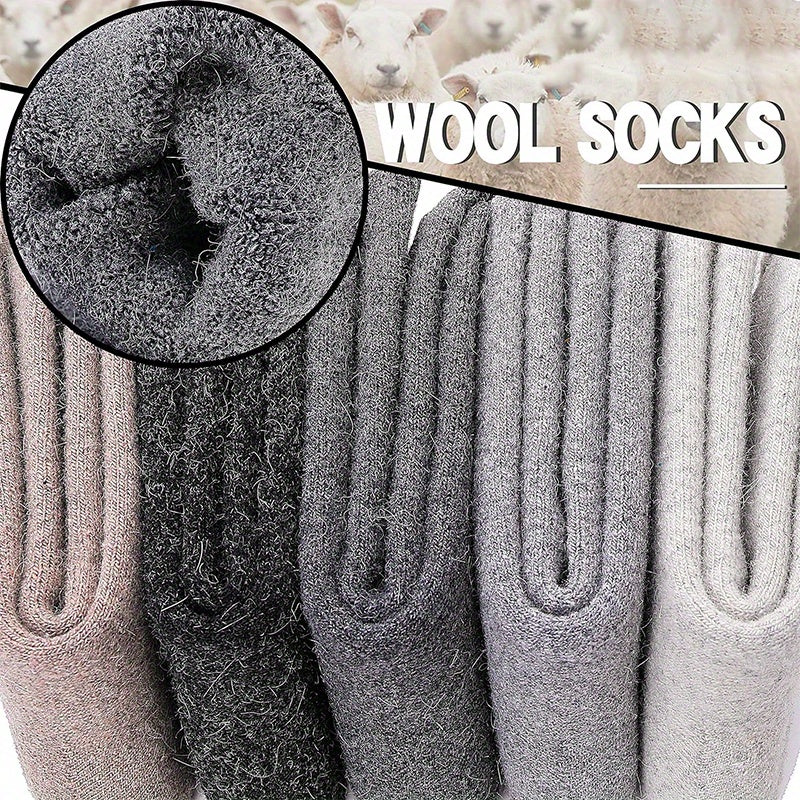 5 Pairs Thermal Hiking Socks Winter Warm Cozy Crew Socks