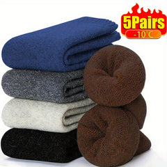 5 Pairs Thermal Hiking Socks Winter Warm Cozy Crew Socks