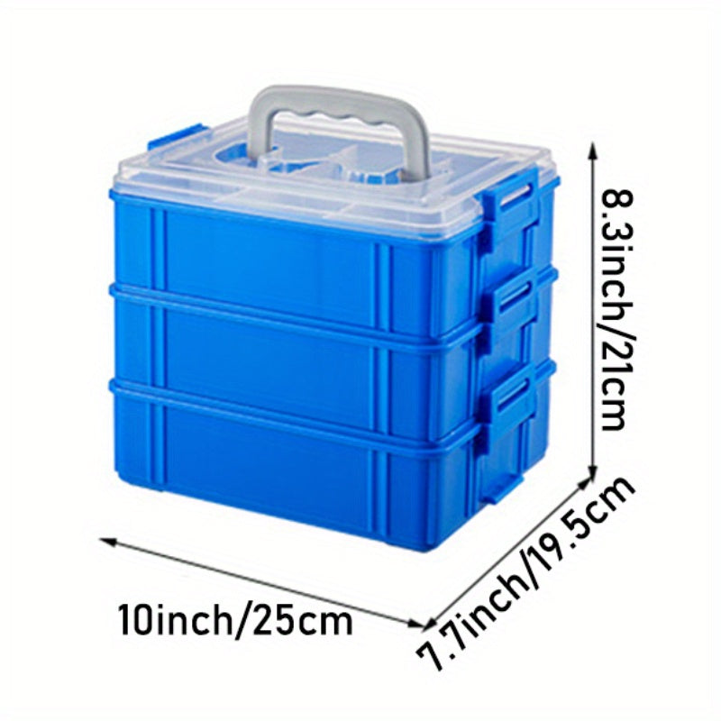 Plastic 3 Layer Stacking Storage Box Portable Multifunctional Storage Box