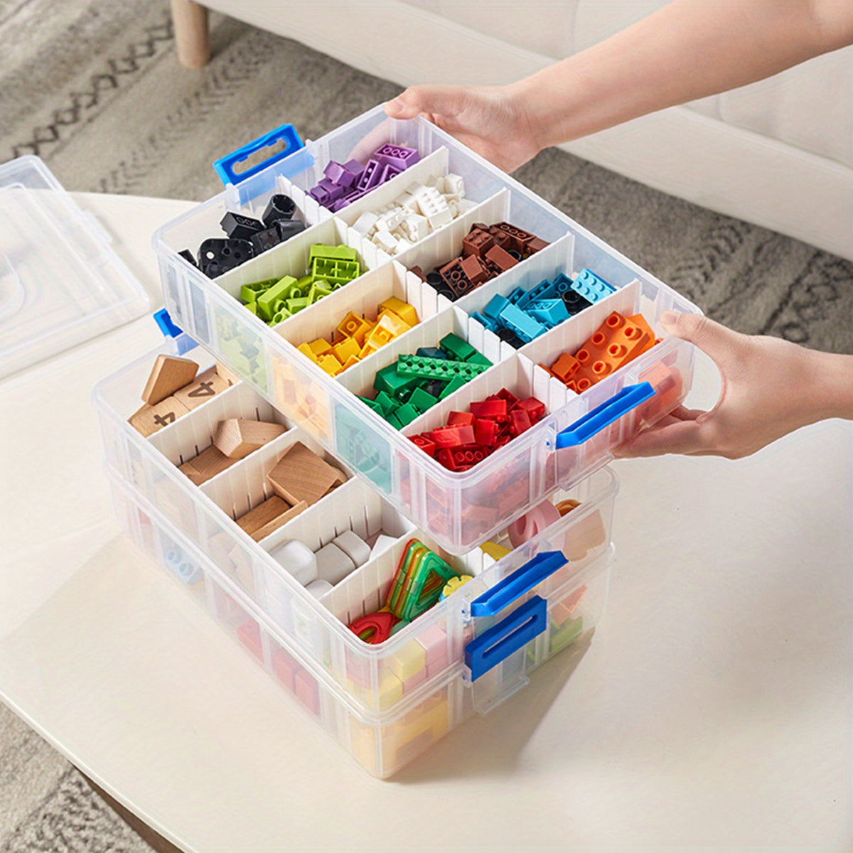 Plastic 3 Layer Stacking Storage Box Portable Multifunctional Storage Box