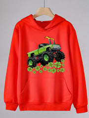 Truck & Clover Graphic Hoodie Girls Spring Fall Sports Gift St Patrick's