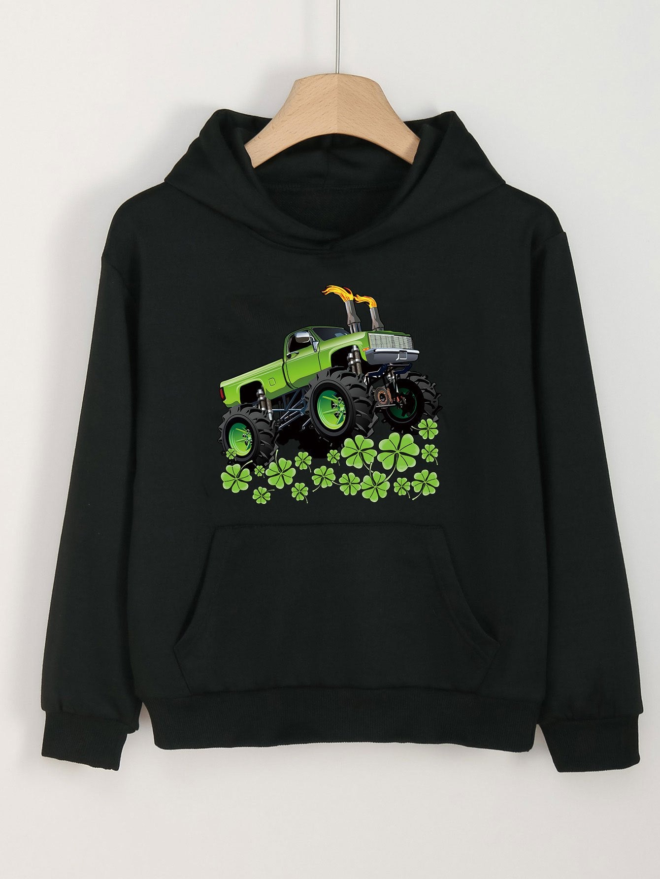 Truck & Clover Graphic Hoodie Girls Spring Fall Sports Gift St Patrick's