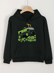 Truck & Clover Graphic Hoodie Girls Spring Fall Sports Gift St Patrick's