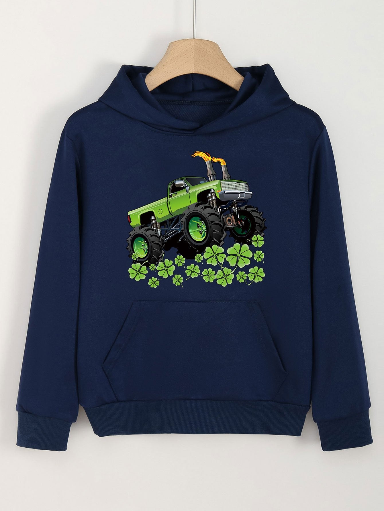 Truck & Clover Graphic Hoodie Girls Spring Fall Sports Gift St Patrick's