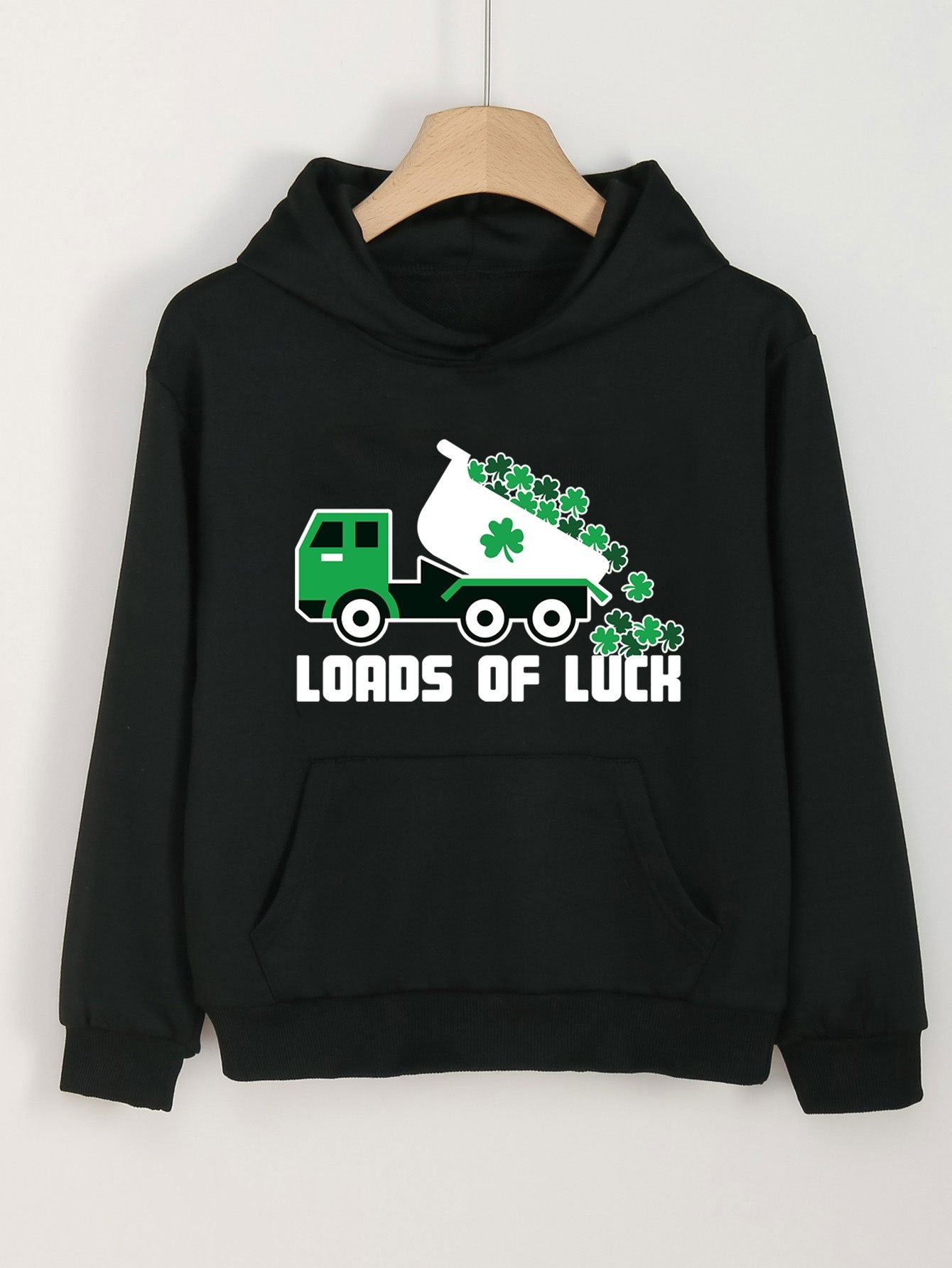 Clover Truck Graphic Hoodies For Girls Spring Fall