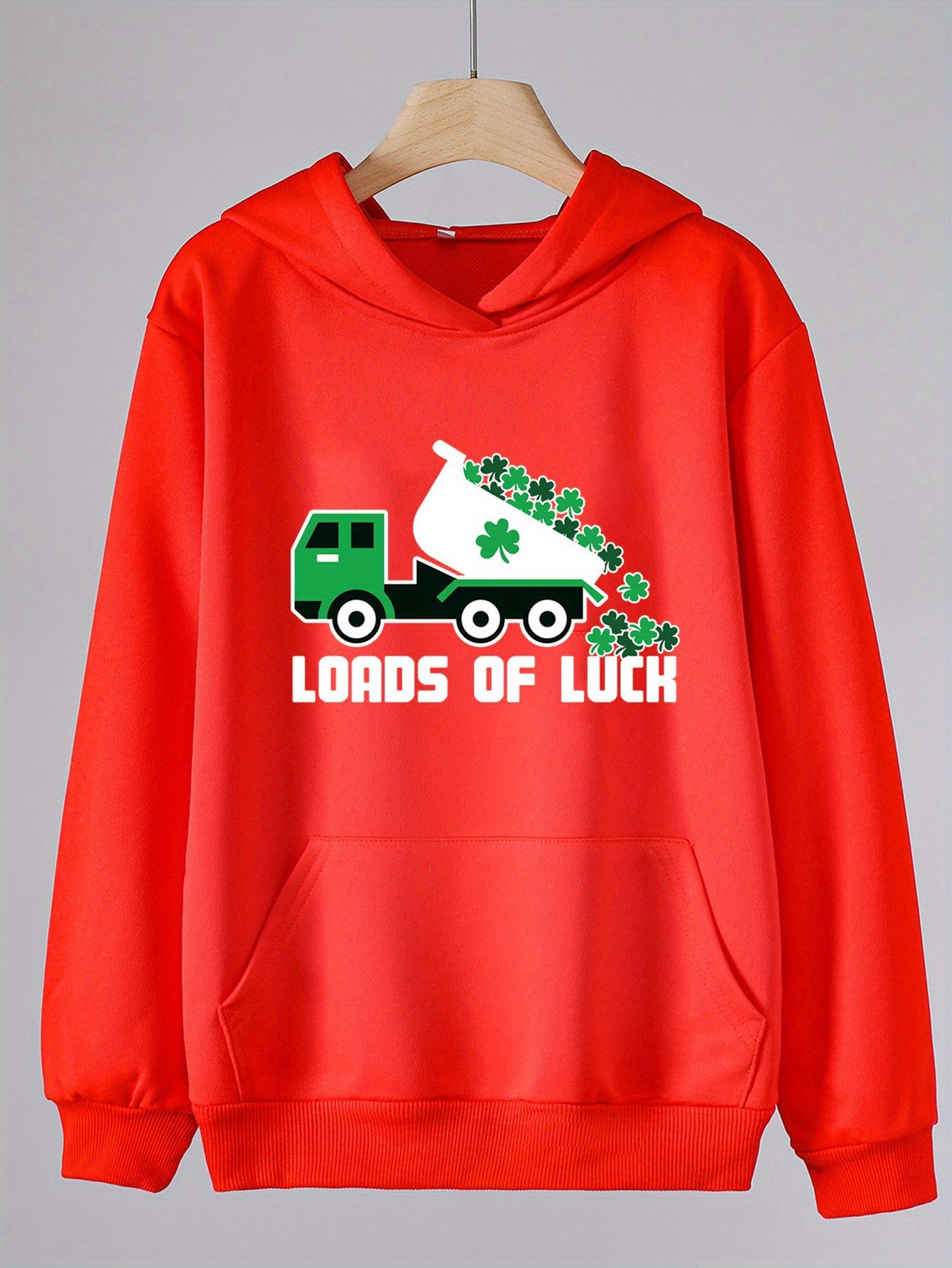 Clover Truck Graphic Hoodies For Girls Spring Fall