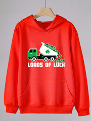 Clover Truck Graphic Hoodies For Girls Spring Fall