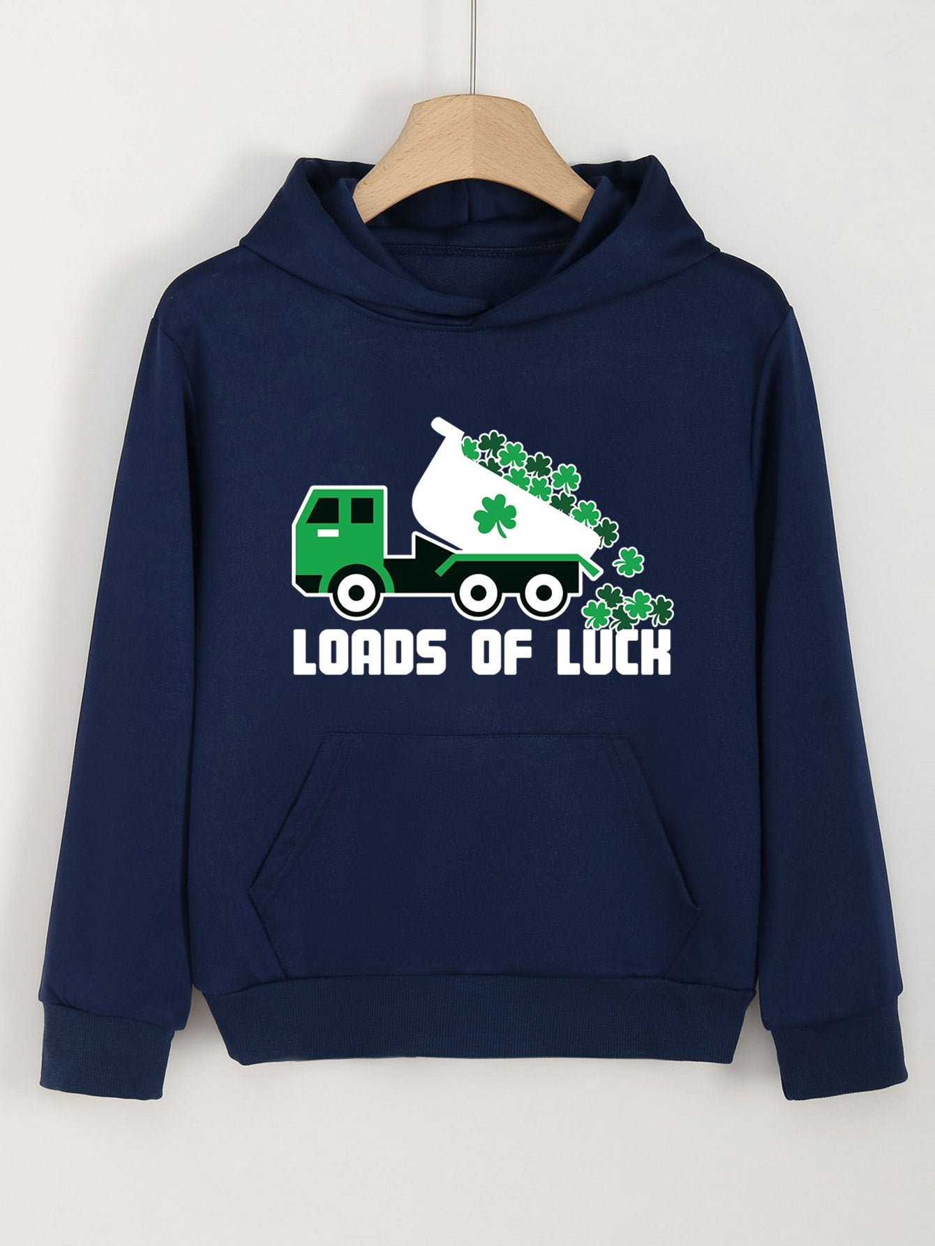 Clover Truck Graphic Hoodies For Girls Spring Fall