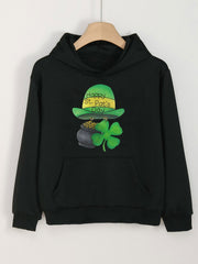Happy St Patrick's Clover Graphic Hoodies For Girls