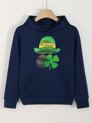Happy St Patrick's Clover Graphic Hoodies For Girls