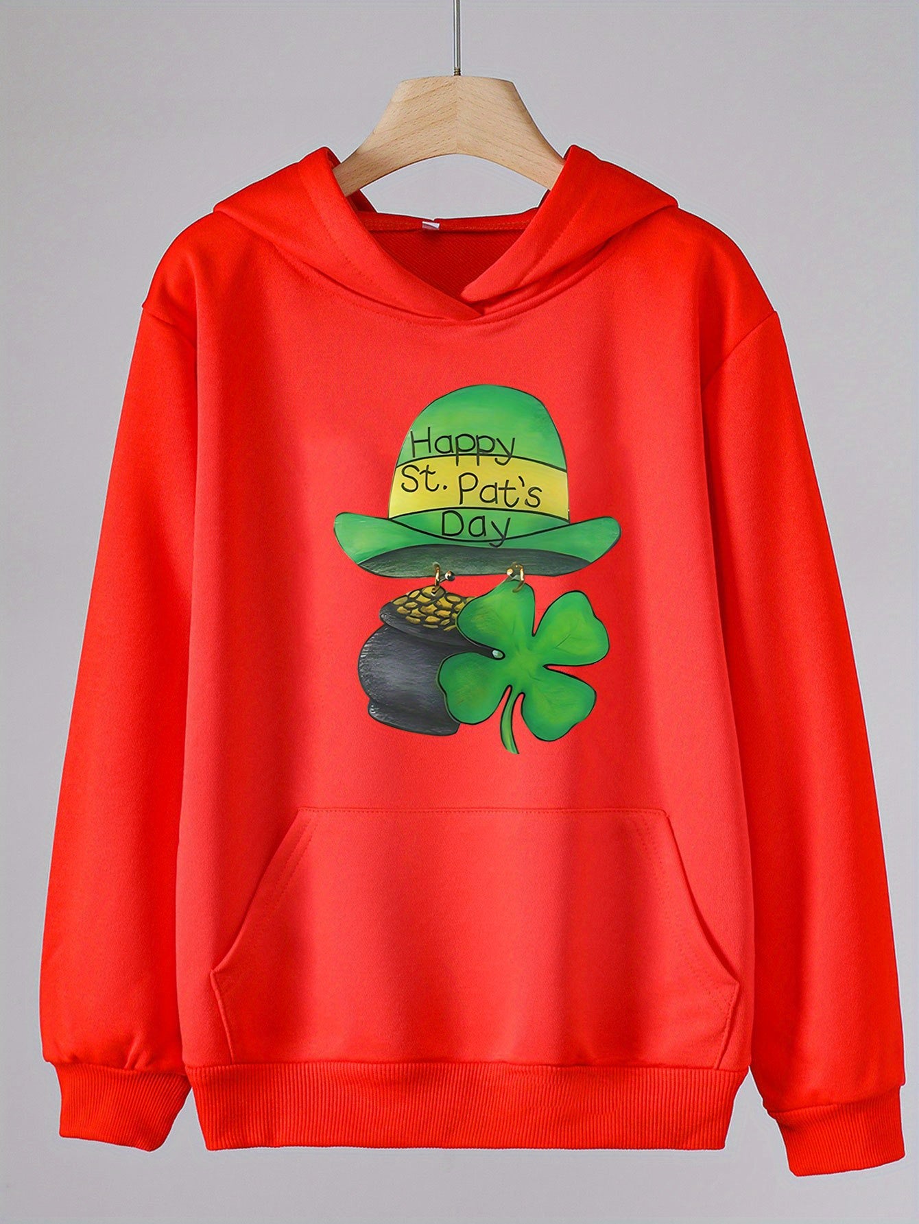 Happy St Patrick's Clover Graphic Hoodies For Girls