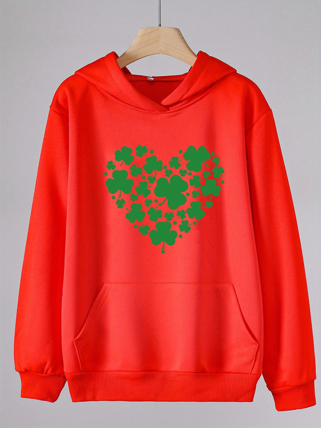 Clover Heart Graphic Hoodie For Girls Spring Fall Sports Gift