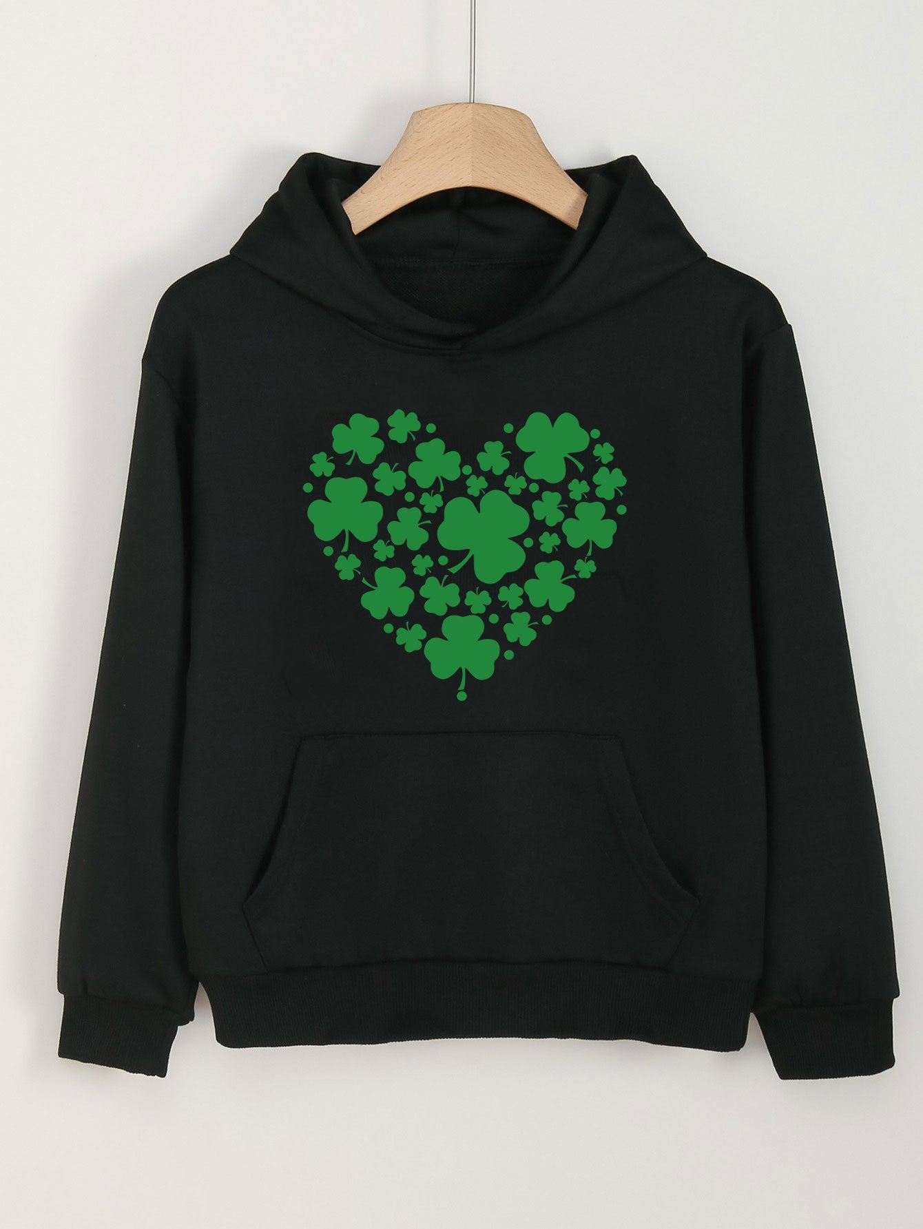 Clover Heart Graphic Hoodie For Girls Spring Fall Sports Gift