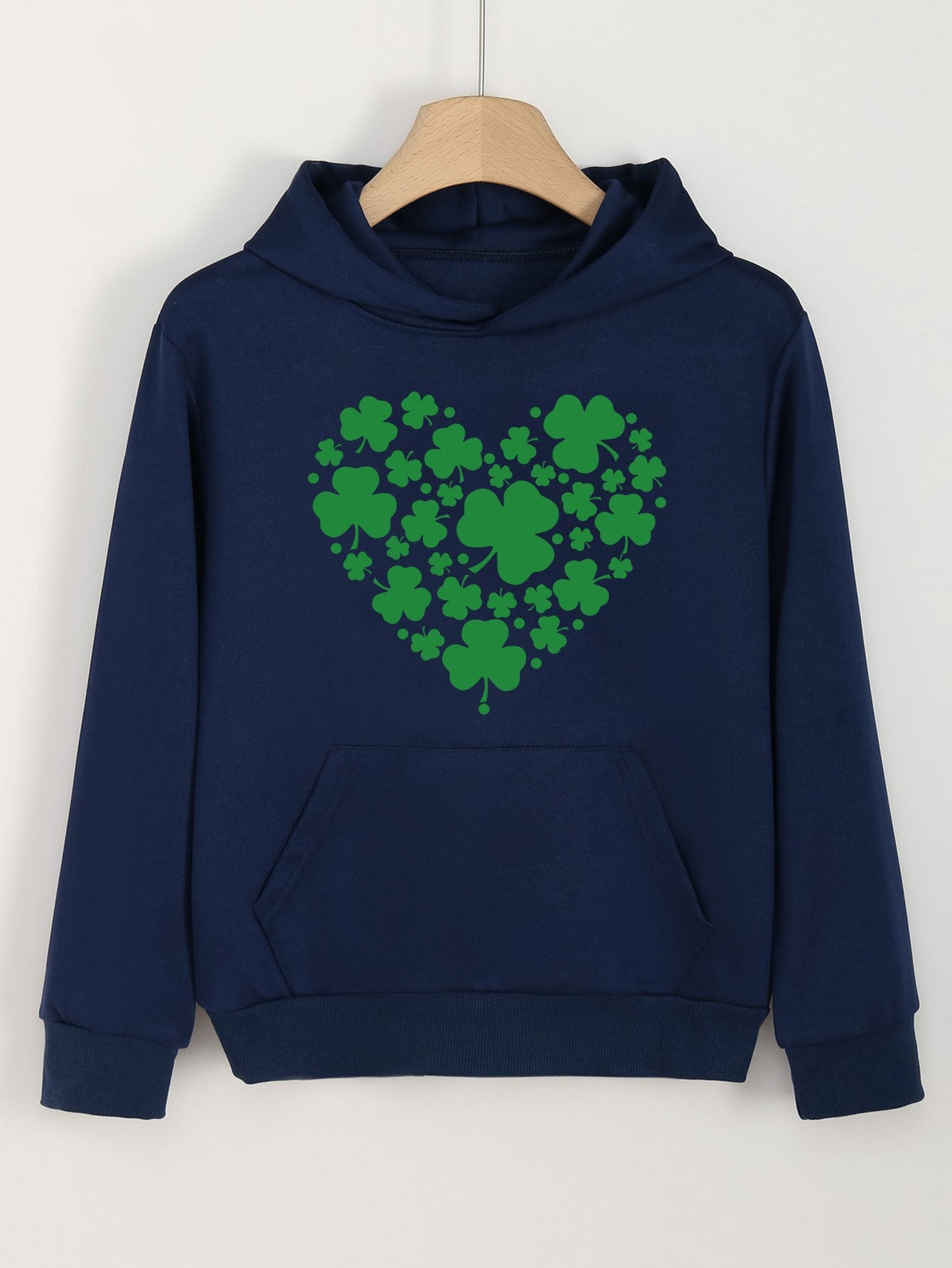 Clover Heart Graphic Hoodie For Girls Spring Fall Sports Gift