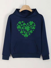Clover Heart Graphic Hoodie For Girls Spring Fall Sports Gift
