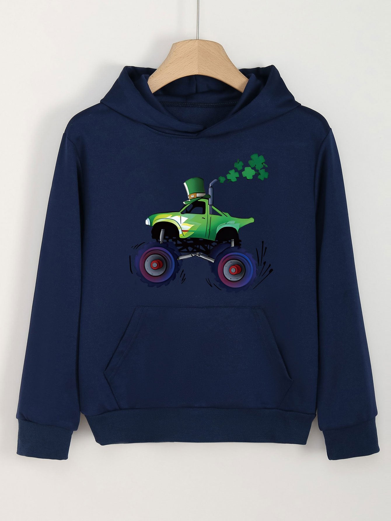 Clover Truck Graphic Hoodie For Girls Spring Fall Sports St Patrick's