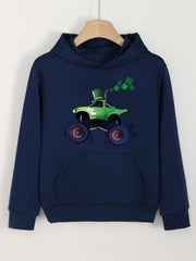 Clover Truck Graphic Hoodie For Girls Spring Fall Sports St Patrick's