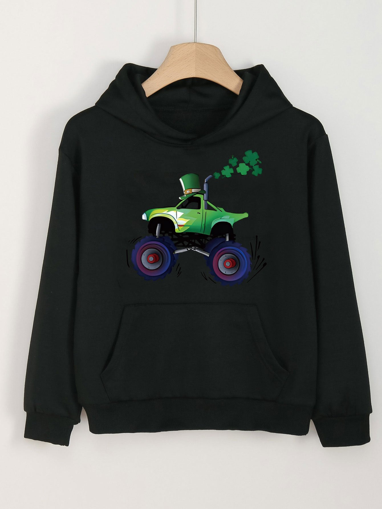 Clover Truck Graphic Hoodie For Girls Spring Fall Sports St Patrick's